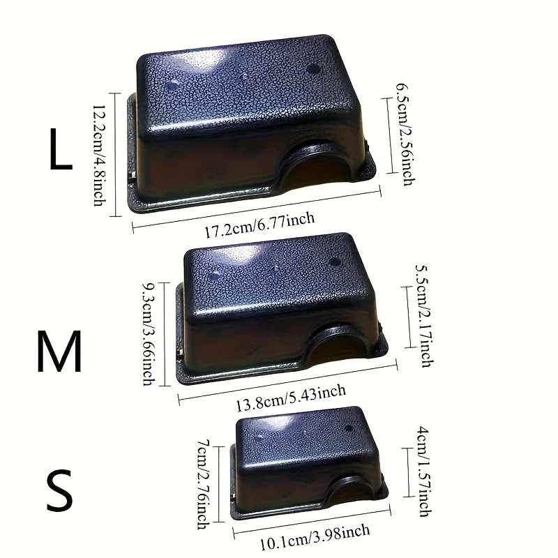 Various Sizes of Black Reptile and Amphibian Hideouts with Dome and Entrance Tunnel - Durable Plastic Habitat Suitable for Lizards, Snakes, Centipedes, and Other Small Reptiles - Ventilated and Easy-To-Clean Escape Shelter for Ecological Enclosures