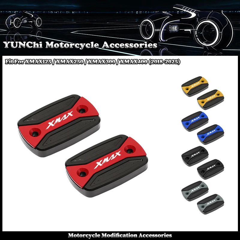 Fit For YAMAHA XMAX125 XMAX250 XMAX300 XMAX400 2018-2025 X-MAX Motorcycle Front Brake Fluid Reservoir Cover Cap Guard Protector