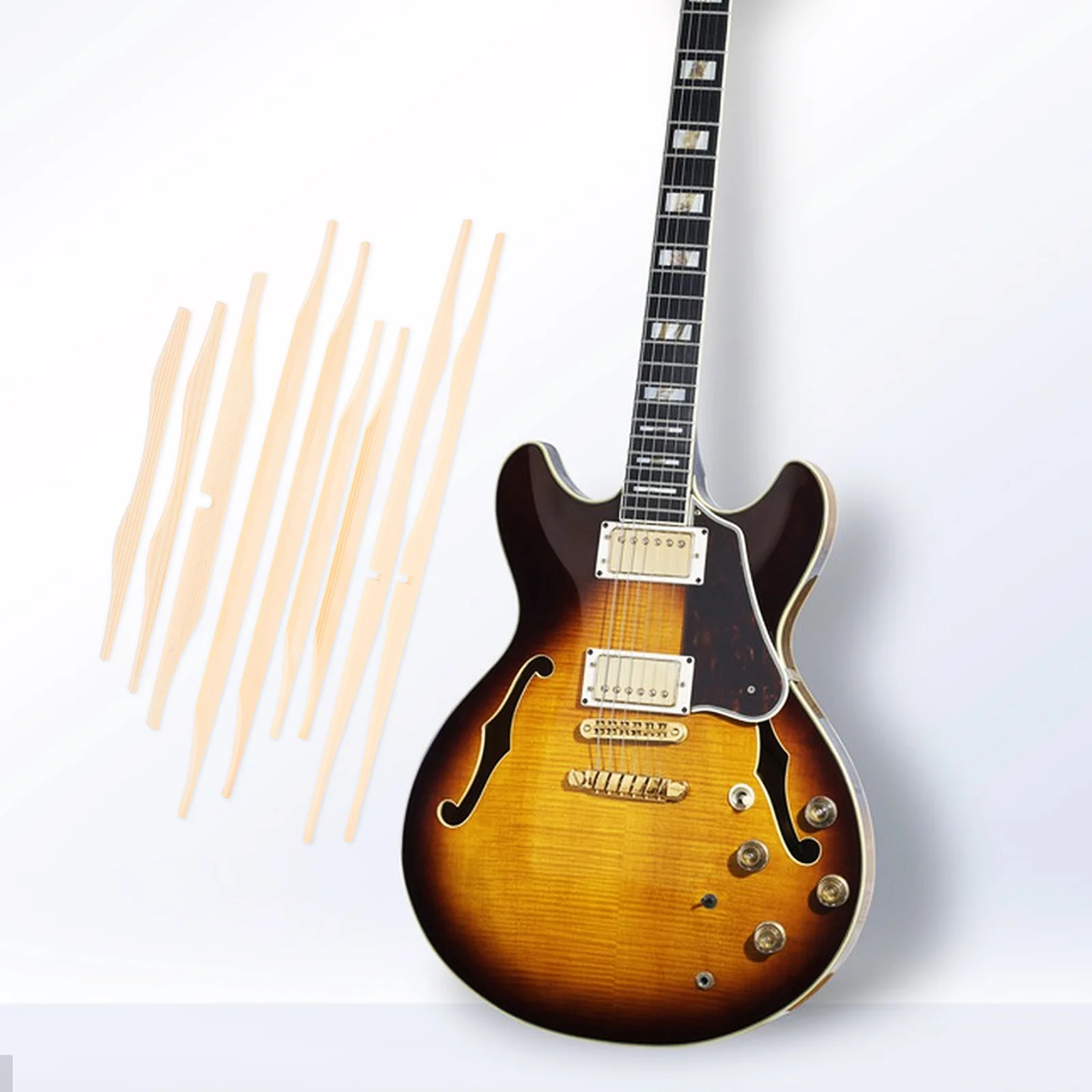 

17Pcs 41 Inch Spruce Brace Wood Kit Acoustic Guitar Luthier DIY Accessories Smooth Surface Prevents Collapse Gs306 Beige