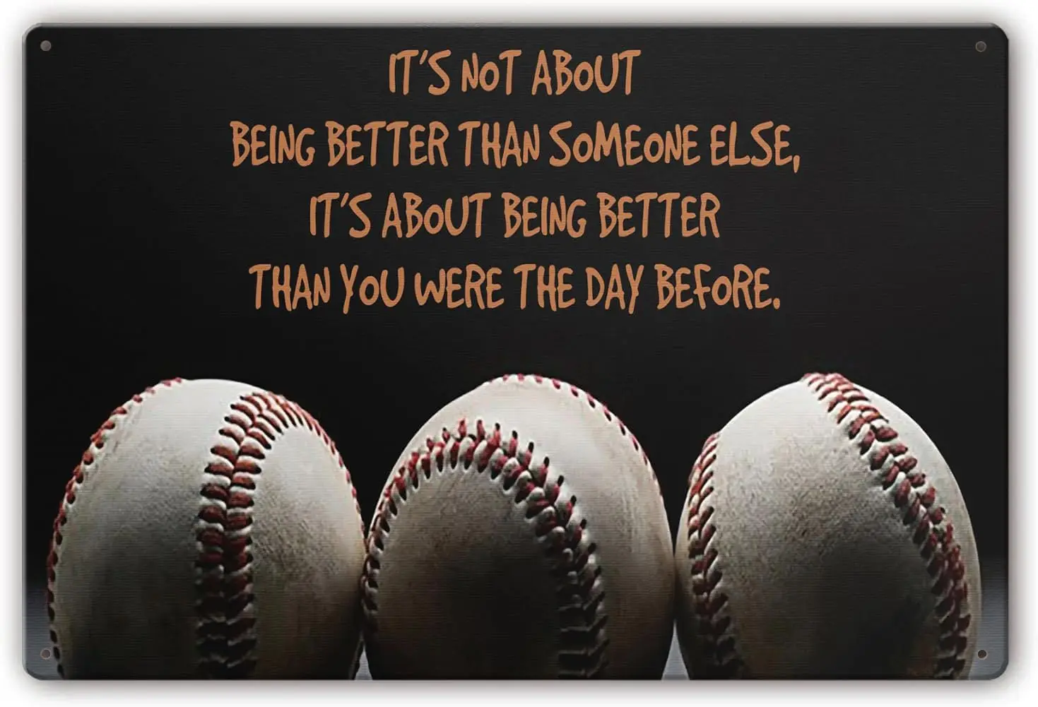 Baseball Poster Vintage Metal Sign Motivational Quotes Wall Decor It’s Not About Being Better Than Someone Else Poster Deco sign