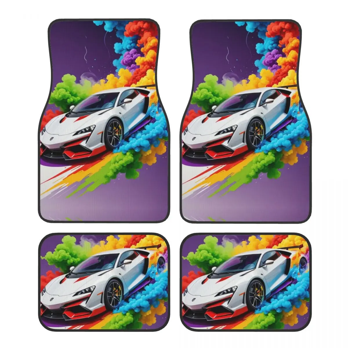 Universal Size Car Floor Mats, Exquisite Artistic Letters On Black Background, Premium, Premium Craftsmanship, Trendy Stylish Ap