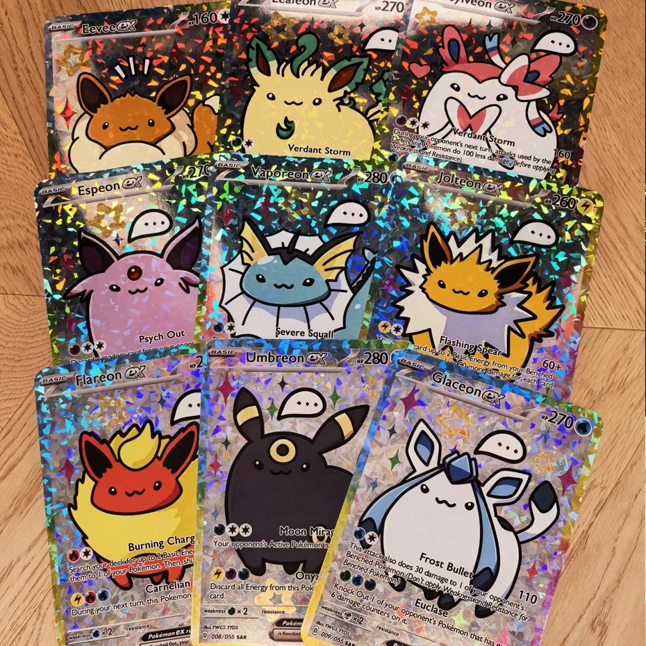 New Jumbo Card Box Oversized English Eevee Collection Cards Kids Gift Anime Trading Card Game Collectible Toy Present