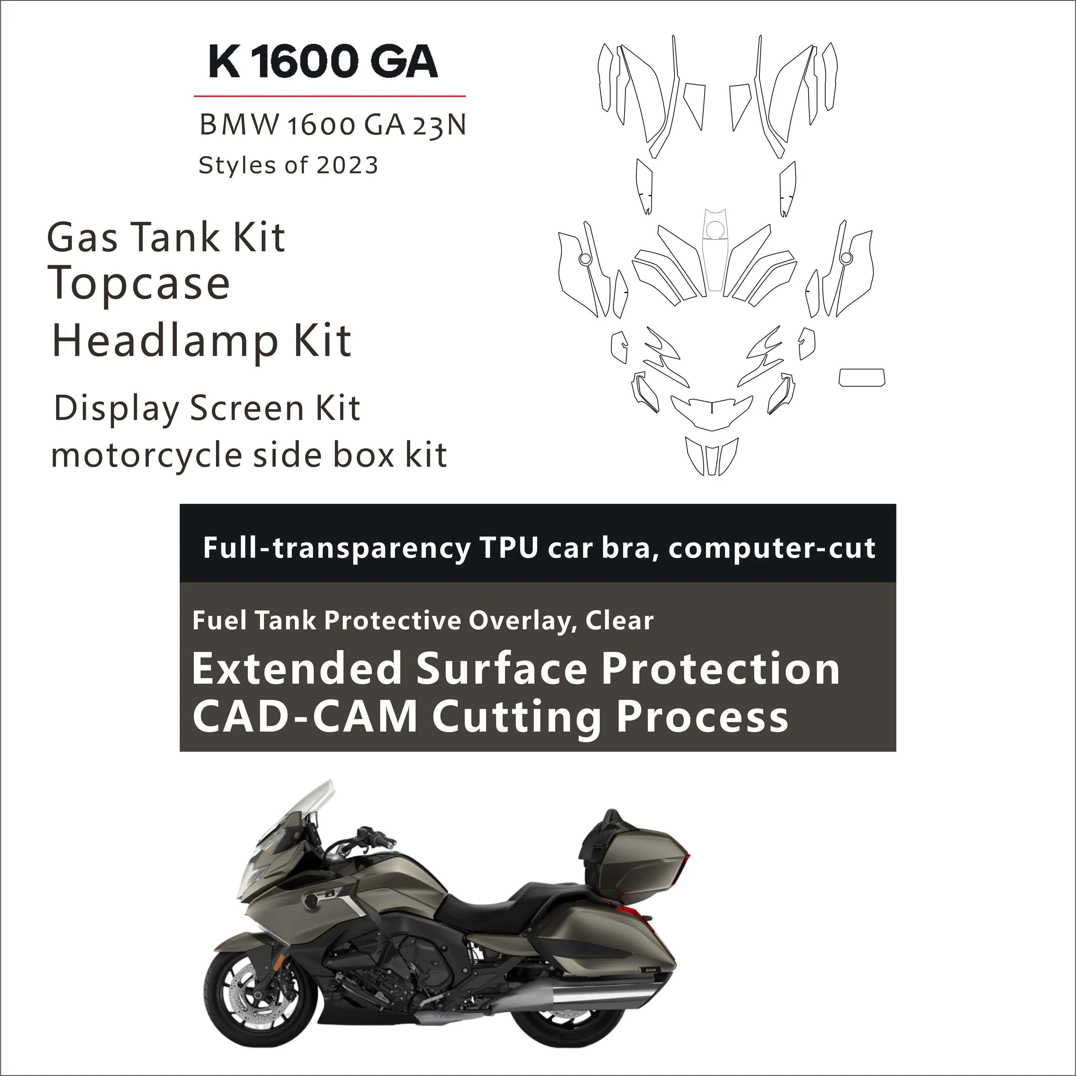 

Applicable to Motorcycle Paint Protection Film, Full Kits, Scratch and Chip Resistance, Self-Healing Technolog, 1600GA, 1600B