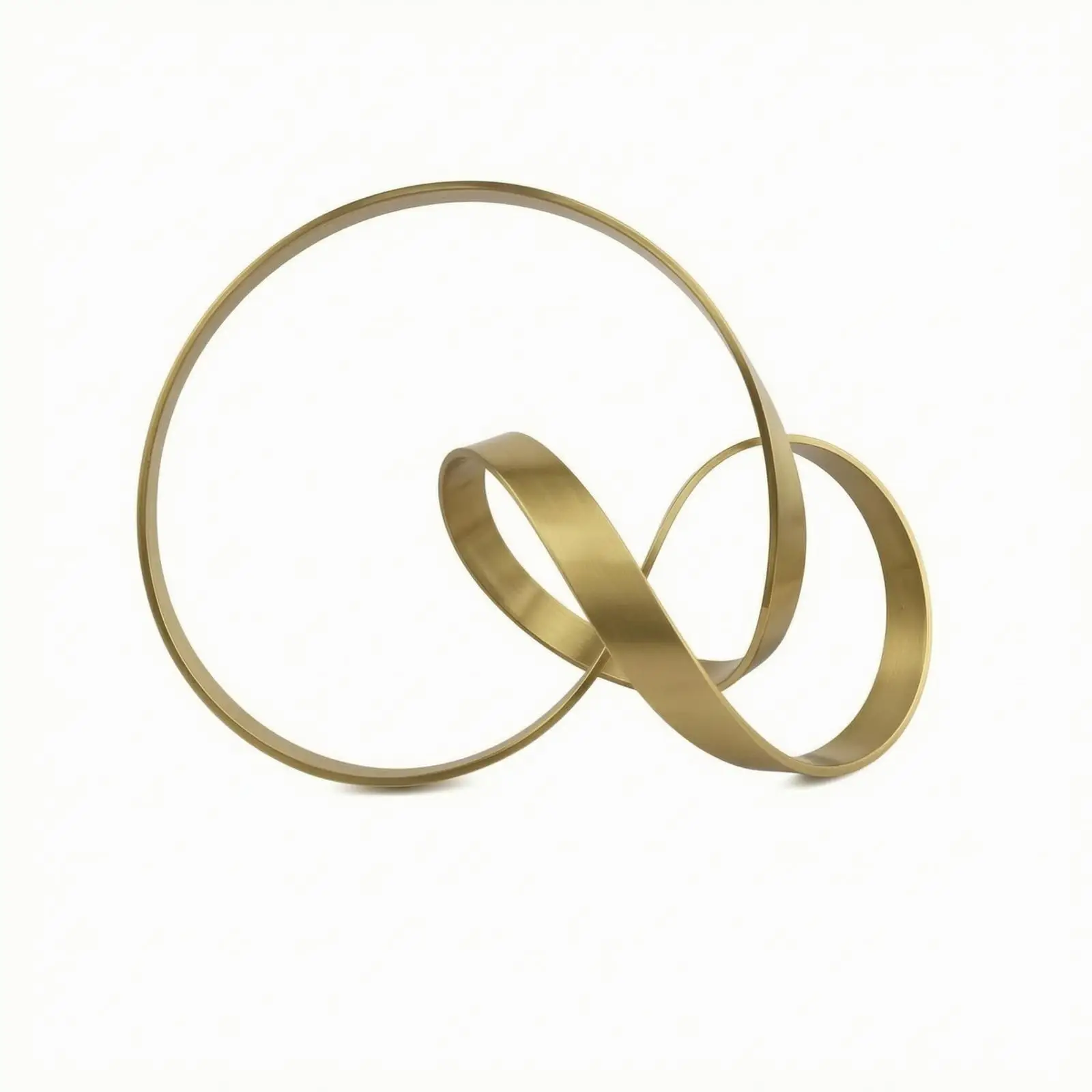 Gold Alloy Open Ribbon Sculpture Geometric Abstract Decorative Art for Modern Home Office Shelf Centerpiece