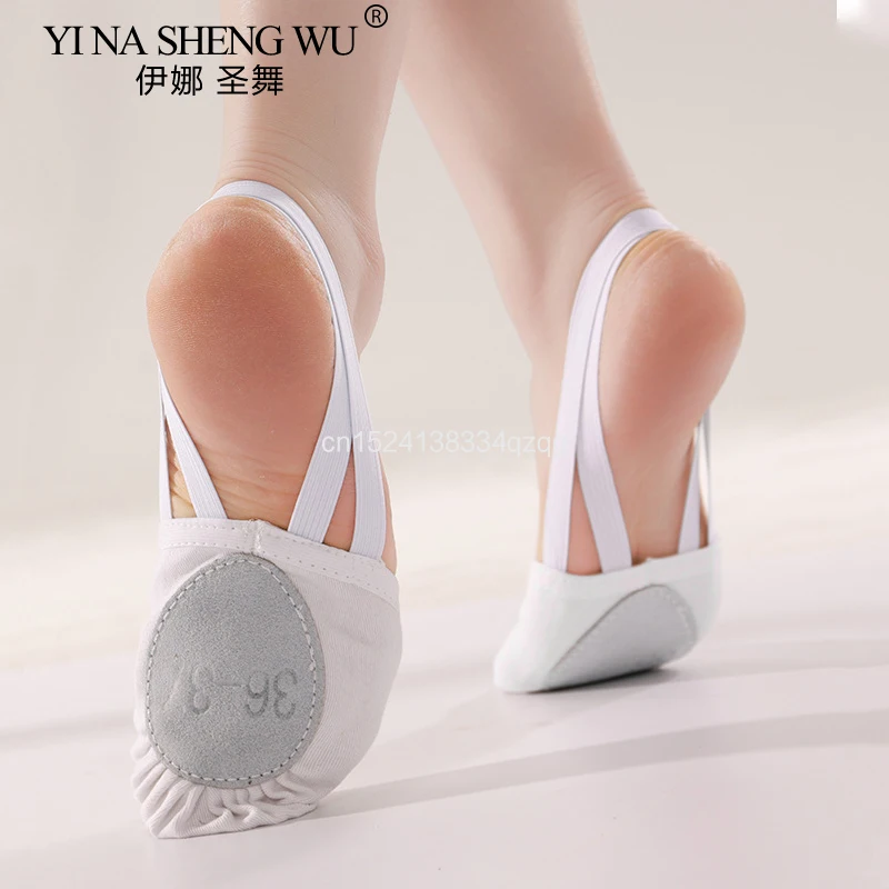 Sapatos de ginástica rítmica elástica meia sapatos de balé chinelos planos sapato de dança microfibra meninas crianças mulheres sapatos de barriga