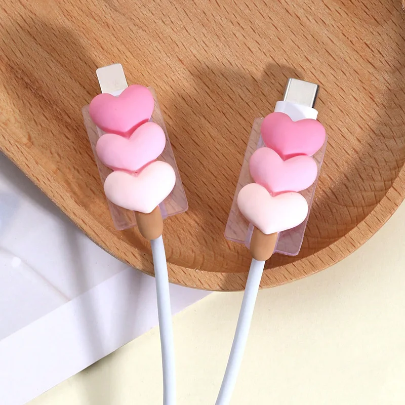 2Pcs Cartoon Cable Protector Charging USB Data Line Earphone Cord Anti-break Winding Protector Cover