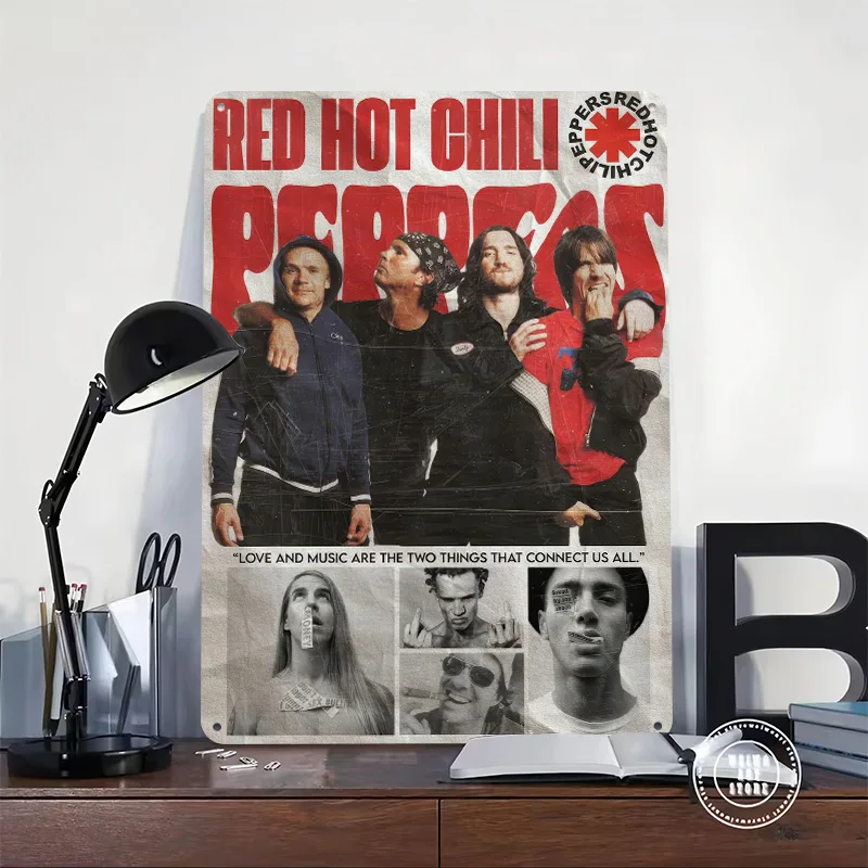 Red Hot Chili Peppers Band Metal Poster Perfect Gift for Fans Lovers Personalized Wall Art Metal Sign for Room Ornaments Decor