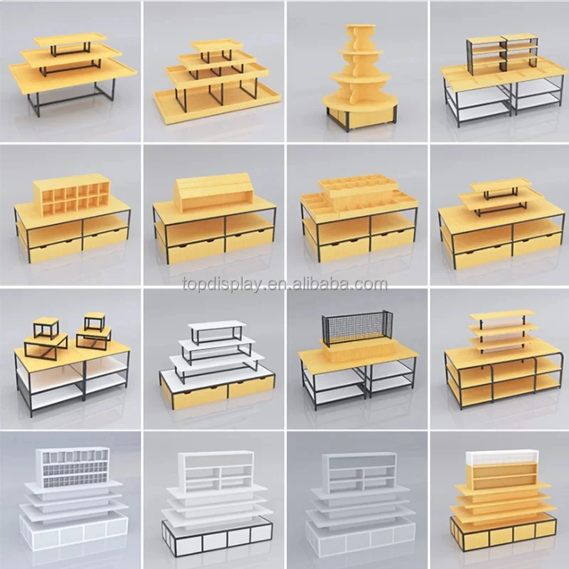 custom.Wood White Custom Color Supermarket Convenience Promotion Desk Promotional Counter Pallet Display