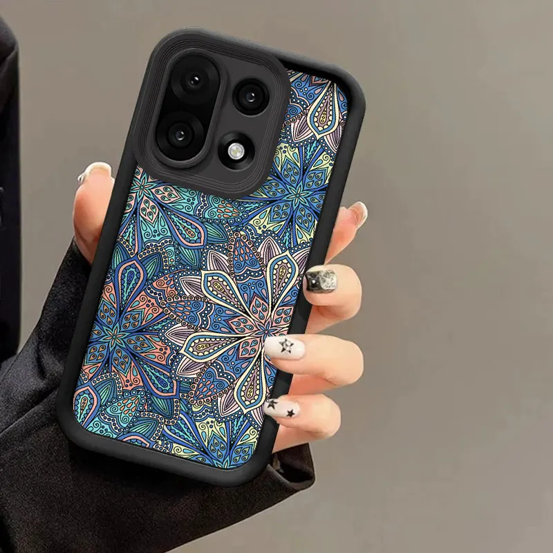 Capa de silicone flexível para oneplus 15 5g capa protetora shockrpoof flores padrão capa funda