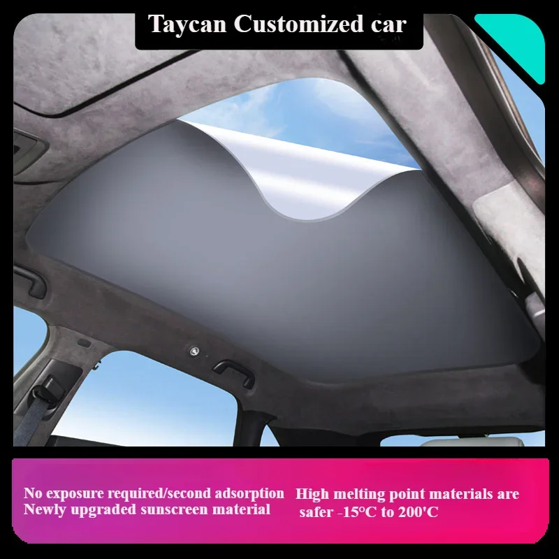 Suitable For Porsche Taycan Sunshade Canopy Electrostatic Adsorption Sunscreen Sunroof Insulation Roof Visor Accessories