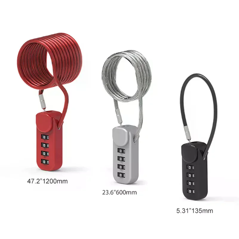 4 Digit Combination Code Number Lock With Spring Coil Wire Rope for Luggage Zipper Bag Backpack Suitcase Drawer Locks