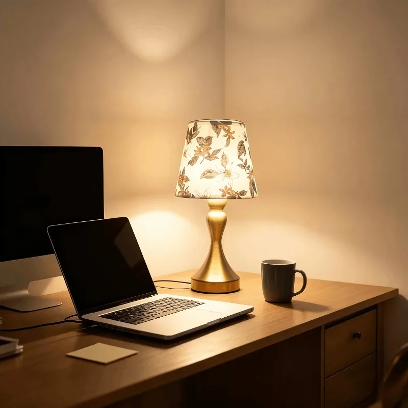 Retro Fabric LED Desk Lamps Three-Color Stepless Dimming USB Powered Ambient Night Lights for Home Bedroom Use Atmosphere Decor