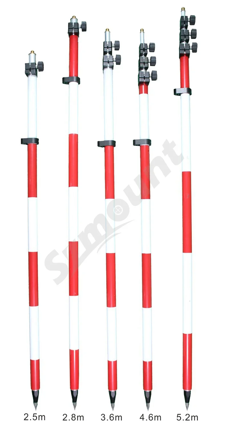 Factory Telescopic Survey Aluminum Prism Pole Rod 5.3m 4.6m 2 3 Section With Twist Lock Quick Lock For Total Station