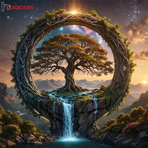 Huacan DIY Diamond Painting Landscape Waterfall Craft Kit Full Mosaic Scenery Tree Modern Home Decoration Handmade Holiday Gift 10 best sales extra large diamond painting kits - №10