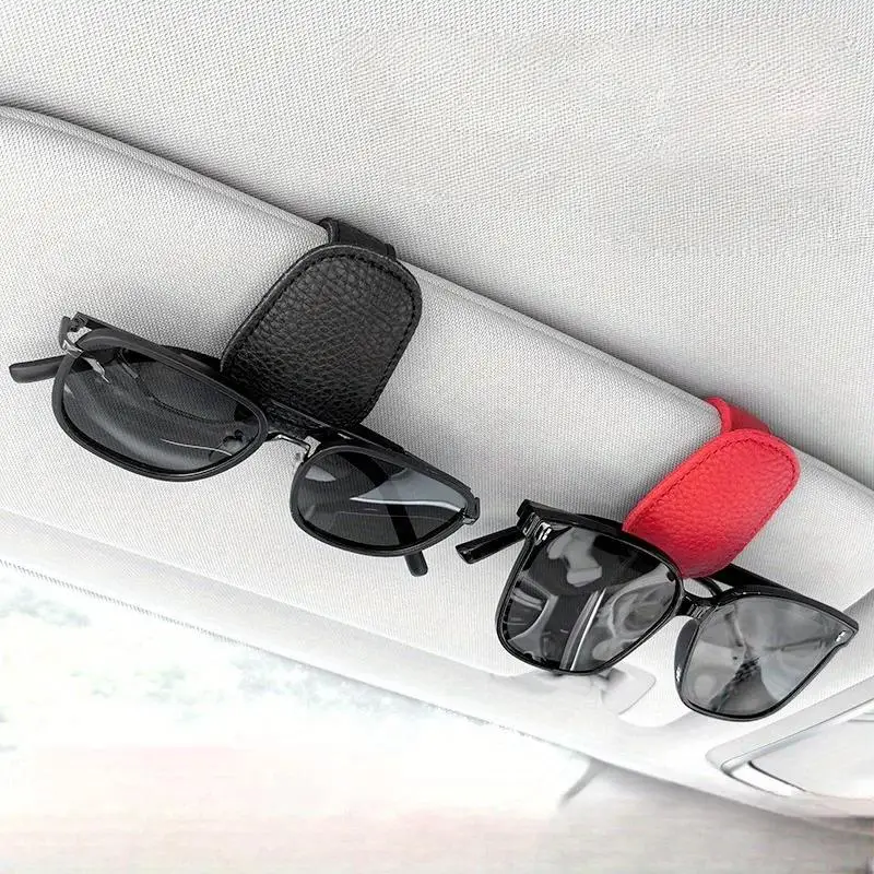 Magnetic Leather Sunglasses Clip for Car Sun Visor Eyeglass Holder Universal Auto Organizer for All Car Models