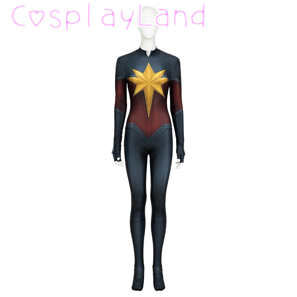 Adult Women Superheroine Captain Carol Danvers Cosplay Outfit Halloween Party Costume Hero Jumpsuit for Women Suit Plus Size