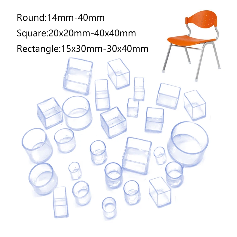 Furniture Leg Caps Chair Leg Caps Transparent Table Chair Foot Cover Silicone Wear-resistant Cap Noise Reduction Protect Floor