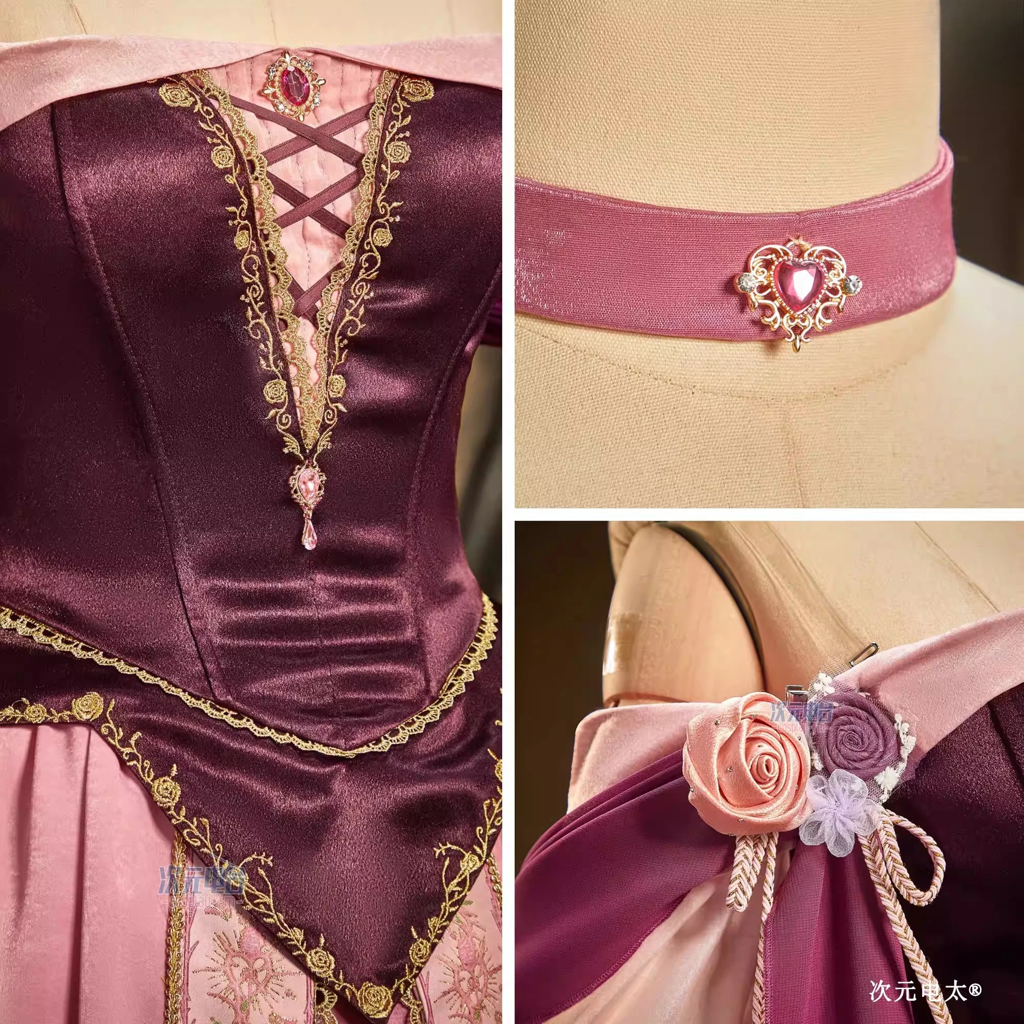 Movie Sleeping Beauty Princess Aurora Luxury Fancy Adult Dress Cosplay Costume Halloween Christmas Woman New Aurora Set view 4