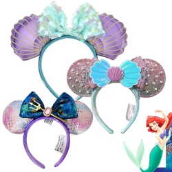 Disney Princess series Mermaid Minnie Mouse Headband  shell Bows EARS COSTUME Headband Cosplay Plush Adult/Kids Headband Gift