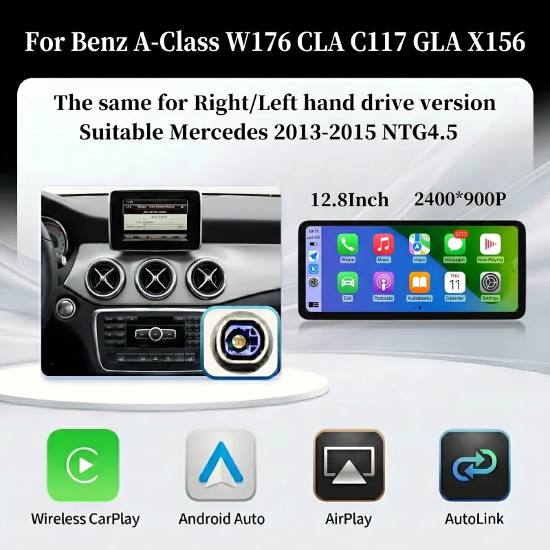 Bonroad 2400*900 Draadloos CarPlay Android Auto Multimedia Touchscreen voor Mercedes Benz A B Klasse W176 W246 CLA C117 GLA X156