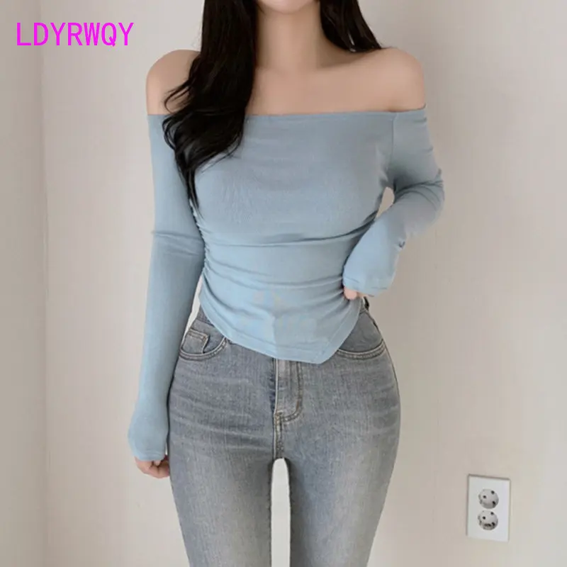 

Spring/Summer 2023 New Off-the-Shoulder Long Sleeve Shirt T-shirt