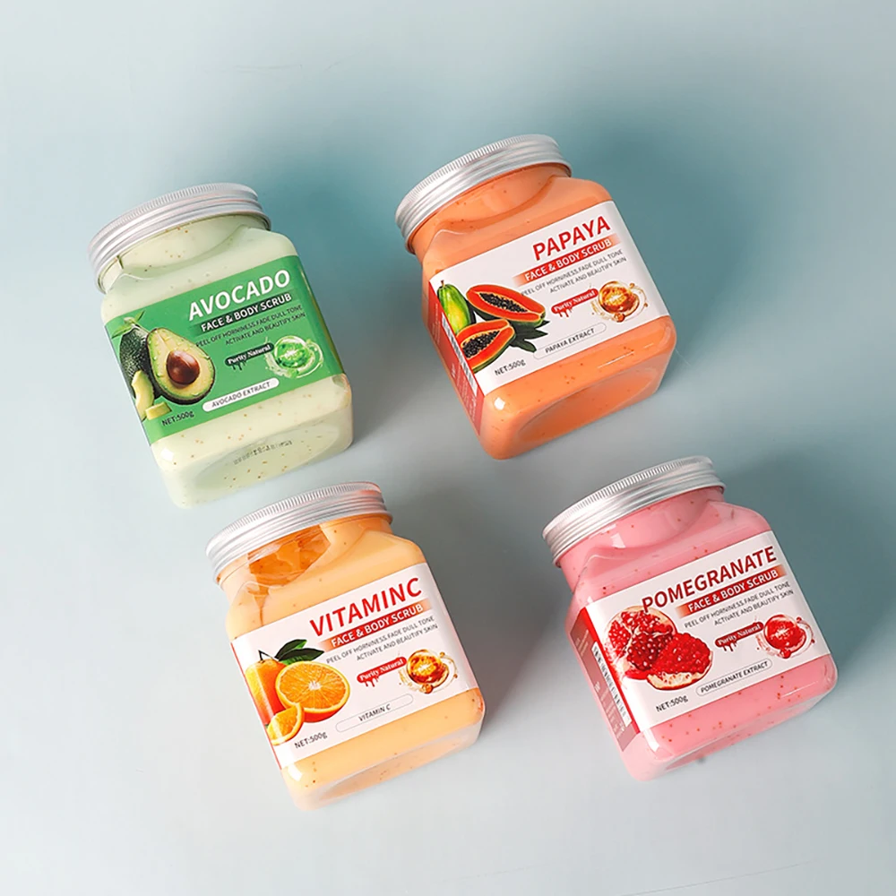 Natural Plant Fruit Sea Salt Body Scrub Cream Smooth Softens Cuticles Cleansing Skin Whitening Exfoliating Body Care Shower Gel