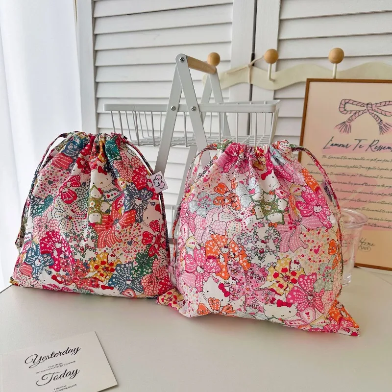 

Hello Kitty Makeup Bag Cute Anime Printed Women Kt Accessories Versatile Makeup Drawstring Portable Storage Bag Gift Wholesale