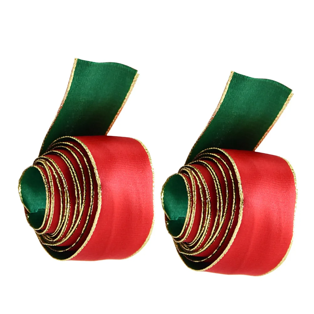 

2Pcs 3.8cm 15G Green Red Silk Ribbon for Christmas Gifts Holiday Packages Birthday Presents Party Decoration Gift Ribbon