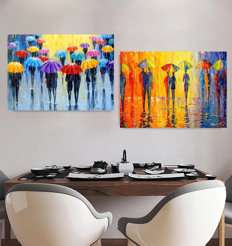 Modern Colorful Umbrella Landscape Anime Frog Skull Girl Holding An Umbrella Canvas Painting Prints Posters Wall Art Room Decor