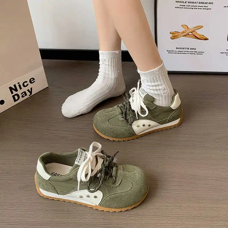 Breathable Lightweight Women Running Shoes Non-Slip Cushioning PU Lace-Up Sneakers for Marathon Jogging Outdoor Sports