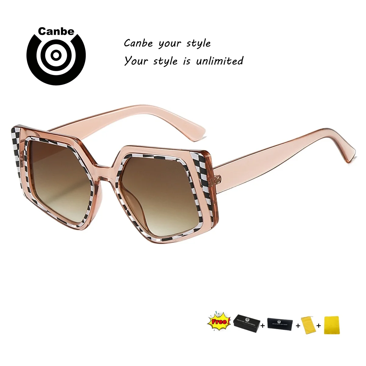 

Canbe Fashion Polygonal Sunglasses Large Frame European and American Women's Outdoor Uv400 Sunglasses