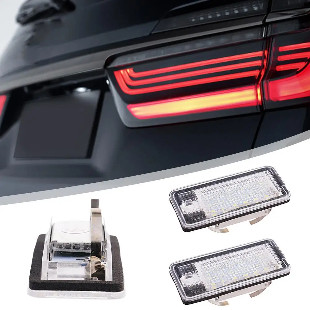 Luz LED de matrícula para Audi, 2 uds., para A3, A4, S4, RS4, B6, B7, A6, RS6, S6, C6, S5, Q7, A8, S8, lámpara de matrícula sin errores Avant E8B5