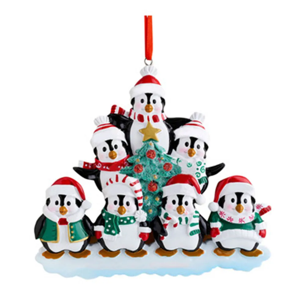 Penguin 7/6/5/4/3/2Pcs Personalised Family Christmas Tree Xmas Decoration Ornament For Home Decoration Ornaments Christmas Part