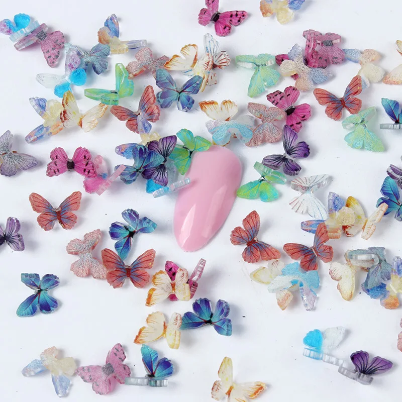 50PCS Spring 3D Resin Nail Butterfly Charms Kawaii Nails Art Decorations Accessories Manicure Decor Designer Supplies Tool