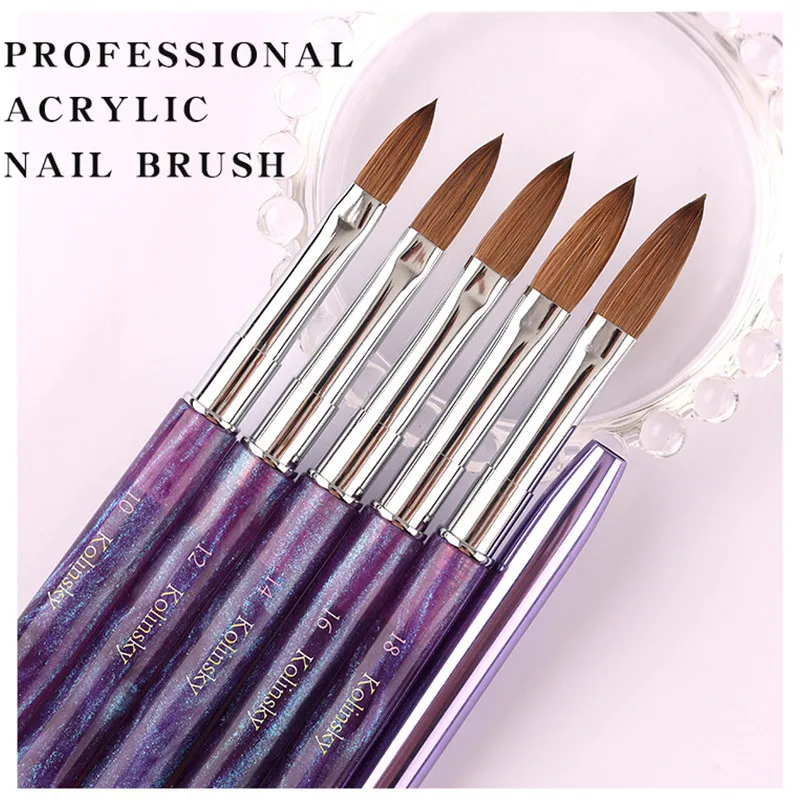 

1PCS 99% Pure Kolinsky Sable Hair Acrylic Nail Brushes Nail Art Extension Builder Pen Painting Drawing Manicure Tool