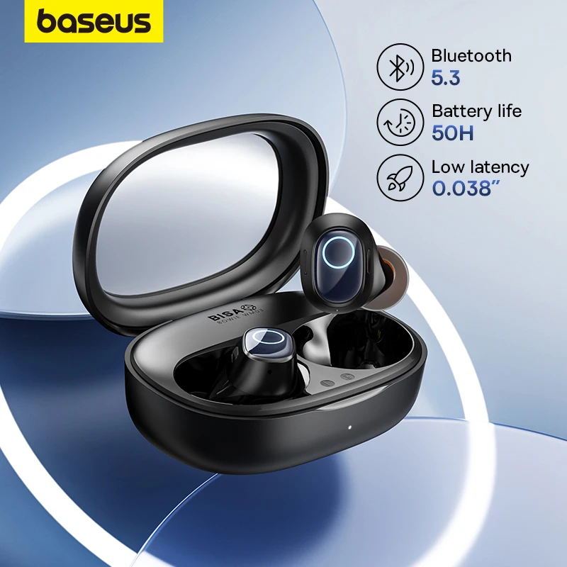 Baseus WM03 Wireless Earphones TWS Bluetooth 5.3 Headphones,Comfortable Wear,38 hours Long Battery Life,Low Latency,Fast Charge