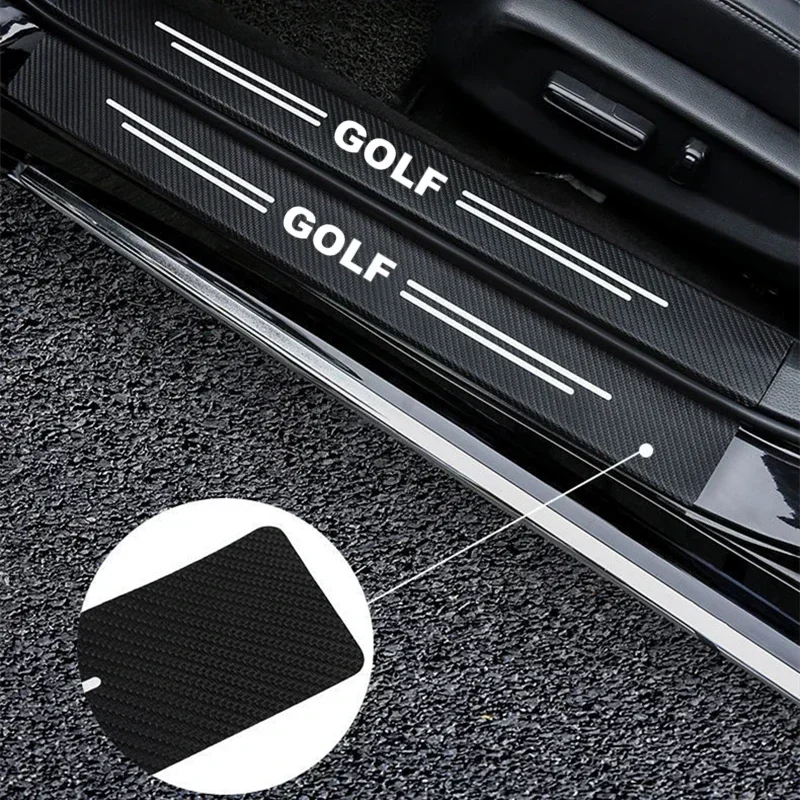 Protector de umbral de puerta de fibra de carbono antiarañazos para VW Golf 4 5 6 7 R400 TCR MK2 MK4 MK5 MK6 MK7, pegatinas protectoras para el umbral de la puerta del coche
