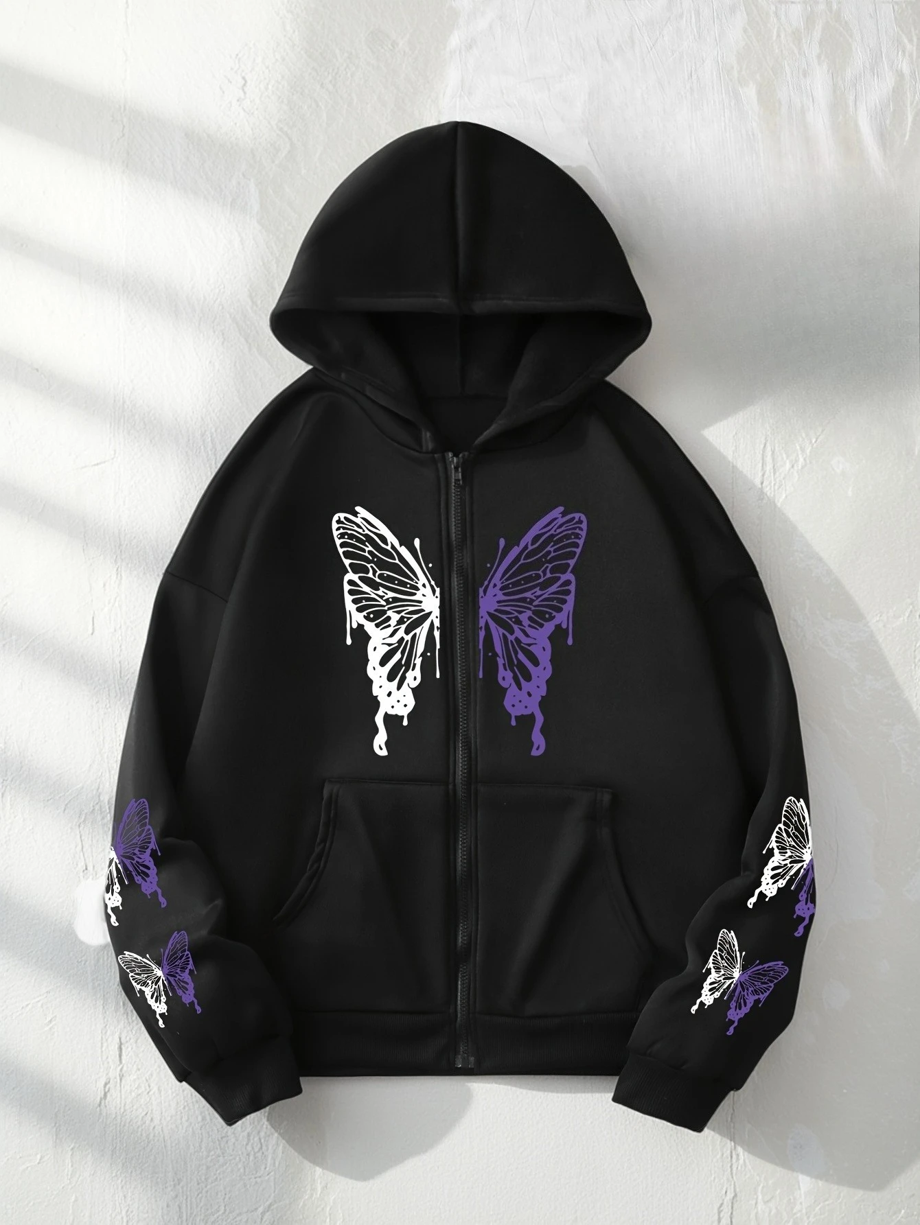 Butterfly Lovers Gift Pattern Women's Zipper Hoodies Cotton Fleece Jacket Hoody Sweatshirt Pullover Autumn Winter Oversize  Coat