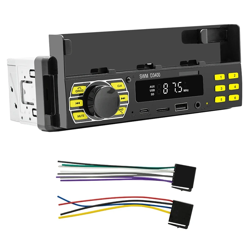 

1Set Handsfree A2DP Type C USB TF AUX Phone Holder Audio System Head Unit Car Radio