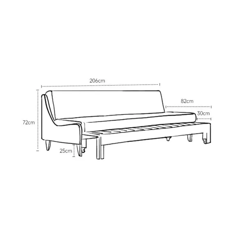 North American cherry wood sofa bed, Nordic all-solid wood sofa small apartment modern and simple, folding bed multi-functional