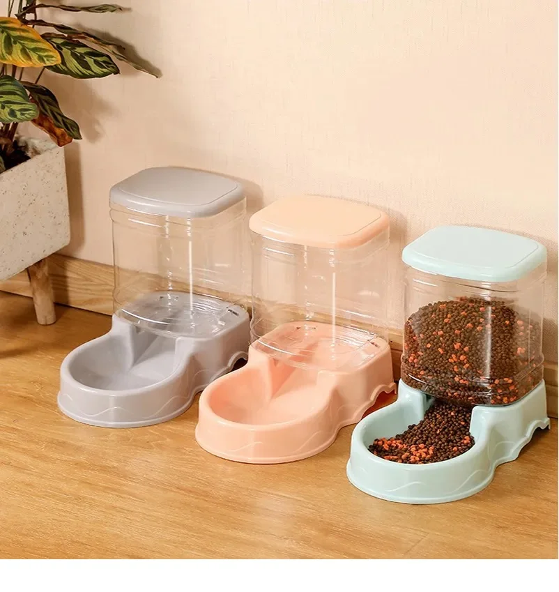 

Автоматическая кормушка для домашних животных, поилка для кошек, миска для кошек, миска для собак большой емкости, 3,8 л, комбинированное ведро для хранения еды, товары для домашних животных