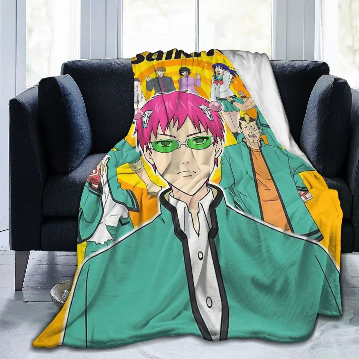 Throw Blanket The Disastrous Life Of Saiki K Micro Fleece Blanket Personalized Comfortable For Bedroom AntiPilling Blanket