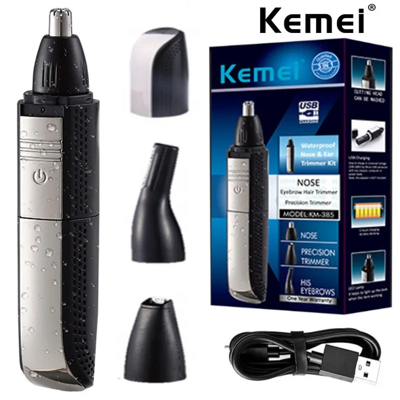 

Keme 385 3in1 Waterproof Nose Ear Hair Trimmer For Men Rechargeable Eyebrow Beard Trimmer Electric Ear Cleaner Nose Hair Removal