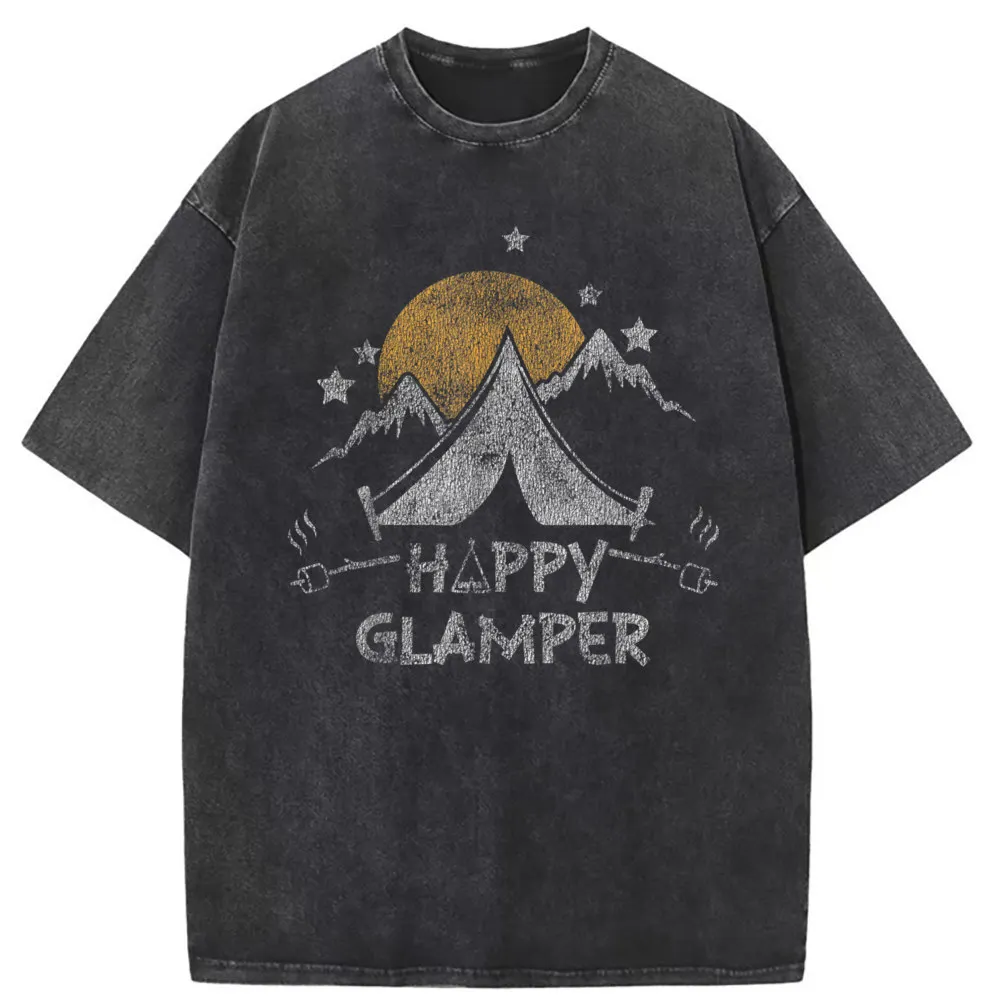 Popular Happy Glamper Cute Glamping Camp Tshirts For Men Coupons Father Day Long Sleeve Sweatshirts Personalized Sportswears