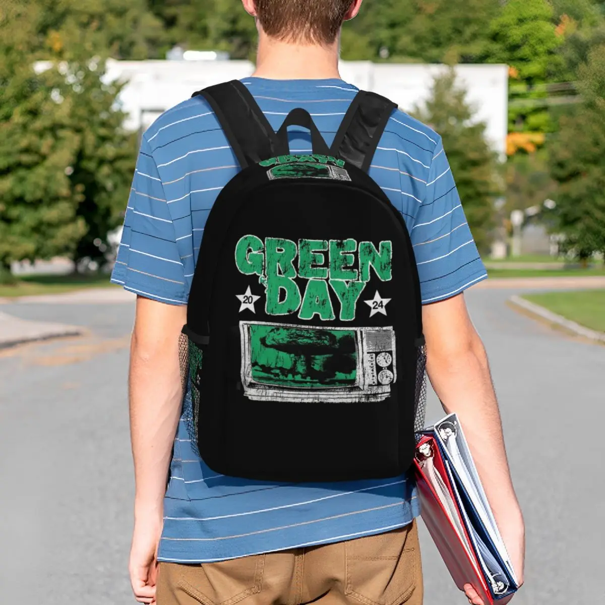 Green Day กระเป๋าเป้สะพายหลังนักเรียนชายหญิง BookBag เด็กโรงเรียนกระเป๋าแล็ปท็อปไหล่กระเป๋าสําหรับชายหญิง