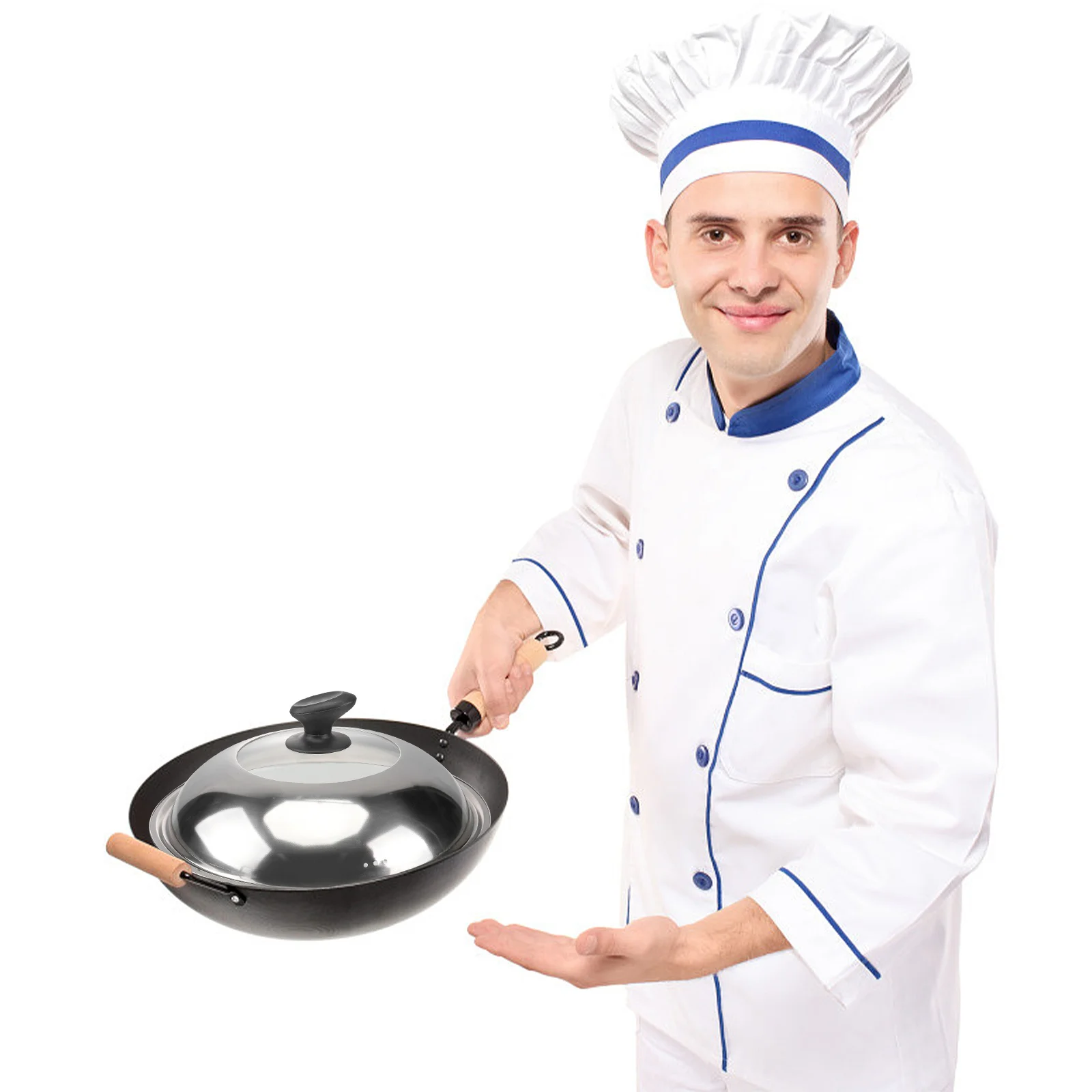 

38 см крышка кастрюли из нержавеющей стали, утолщенная крышка вока с защитой от брызг масла, кухонный инструмент, крышка кастрюли, крышка против брызг масла