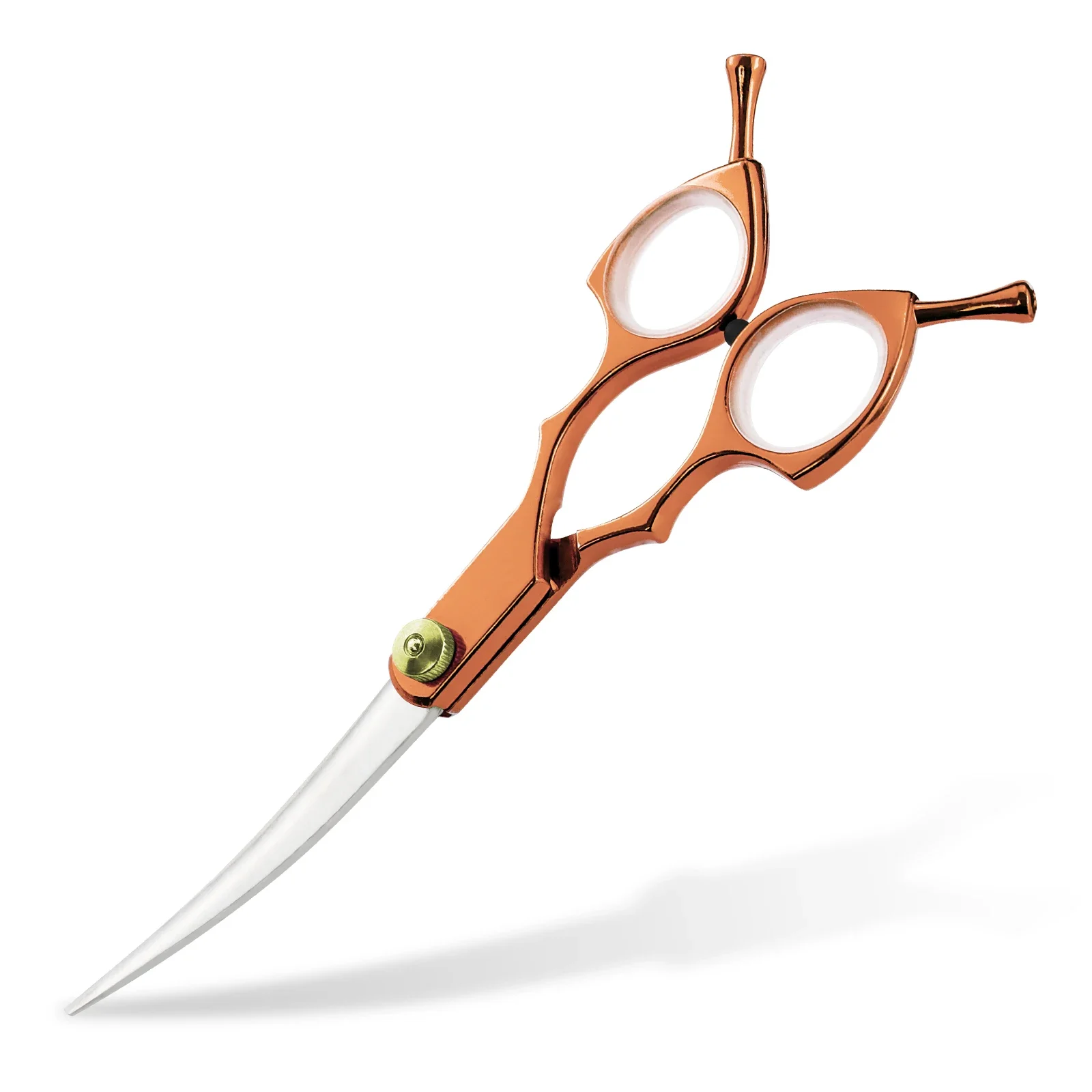 6.0 inch red Japanese 440c electroplated curved scissors pet grooming veterinary scissors