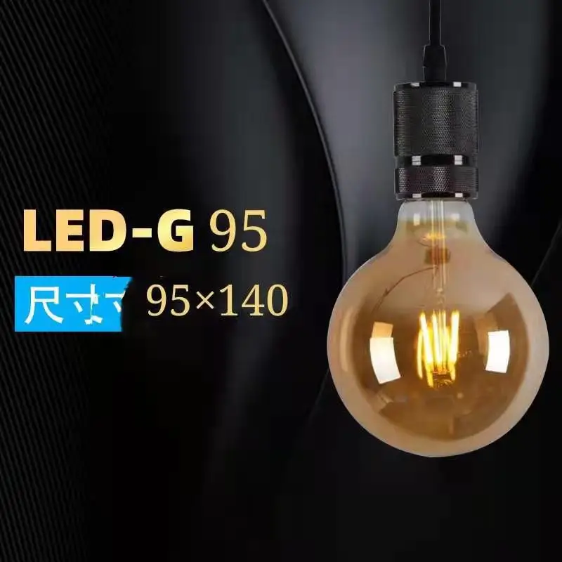 에디슨 필라멘트 LED 전구, 레트로 E27, 따뜻한 노란색, 거실 및 침실 조명, T45, ST64, G80, G95, G125, 4W, 6W, 8W, 220V, 110V