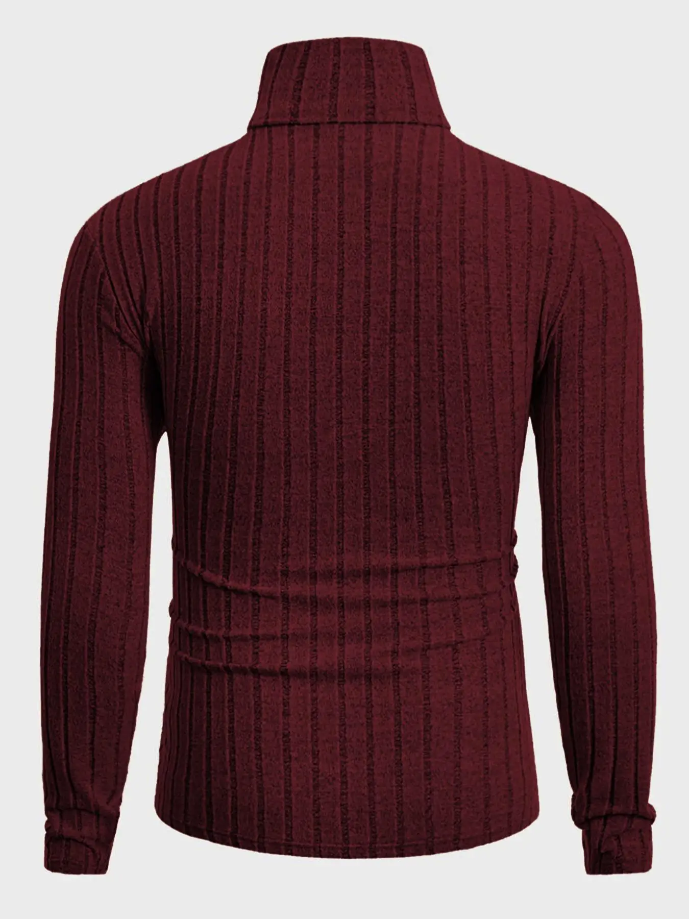 Herren Rollkragenpullover mit Langen Ärmeln, Vertikal Gestreift, Schlanke Passform, Gerippter Strickpullover, Lässiger Stretch-Unterzieher – Detail 24