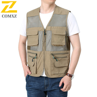8xl Plus Size Mesh Vest Men's Spring Casual Fishing Quick Dry Sleeveless Work Jacket Outdoor Photographer Multi-pocket Waistcoat